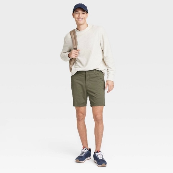 𝅺goodfellow Mens 9” Slim Fit Chino Shorts Green 28” - Picture 3 of 4